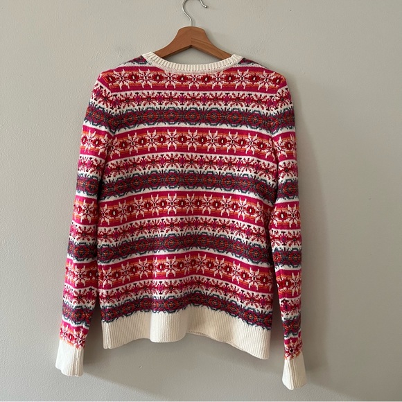 Loft Sweater Wool Fair Isle Striped Knit Fall Winter Cozy Boho Colorful Size M - Picture 3 of 5